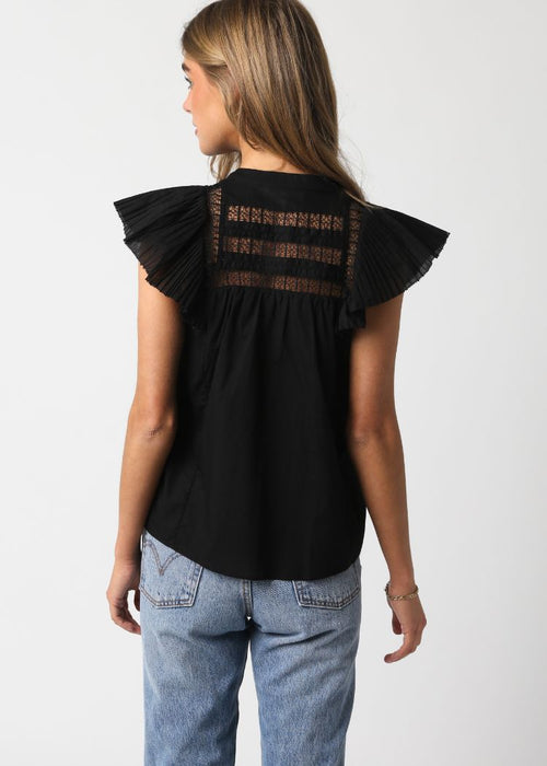 Miranda Flutter Sleeve Top- Black ***FINAL SALE***-Hand In Pocket