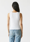 Michael Stars Elodie Crop Scoop Neck Tank-White-Hand In Pocket