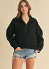 Dove Funnel Neck Half Zip- Black-Hand In Pocket