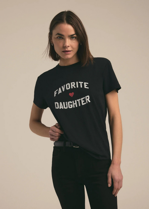 Favorite Daughter Tee - Black White-Hand In Pocket