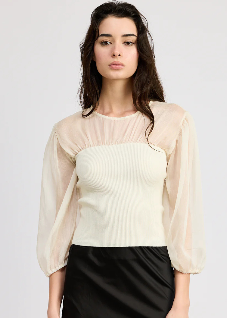 Jacquie The Label Hayden Blouse- Cream-Hand In Pocket