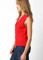 Meredith Sweater Vest- Red ***FINAL SALE***-Hand In Pocket