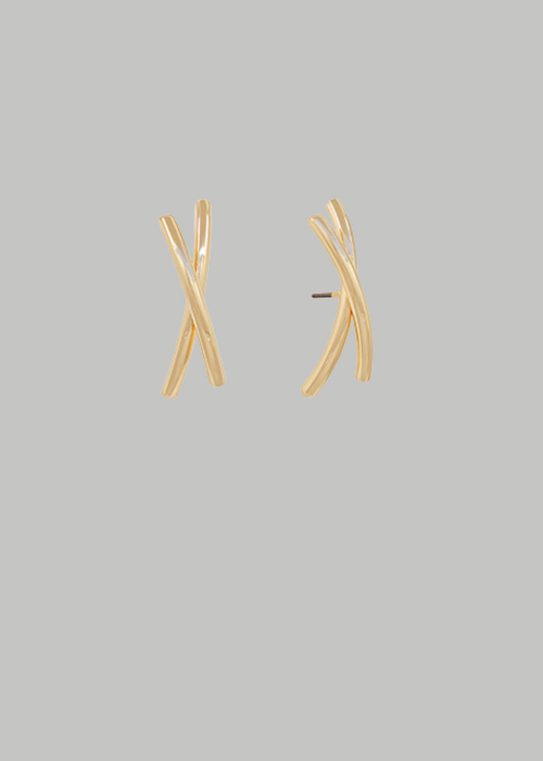 Sloan Crossed Bar Stud Earrings-Gold-Hand In Pocket