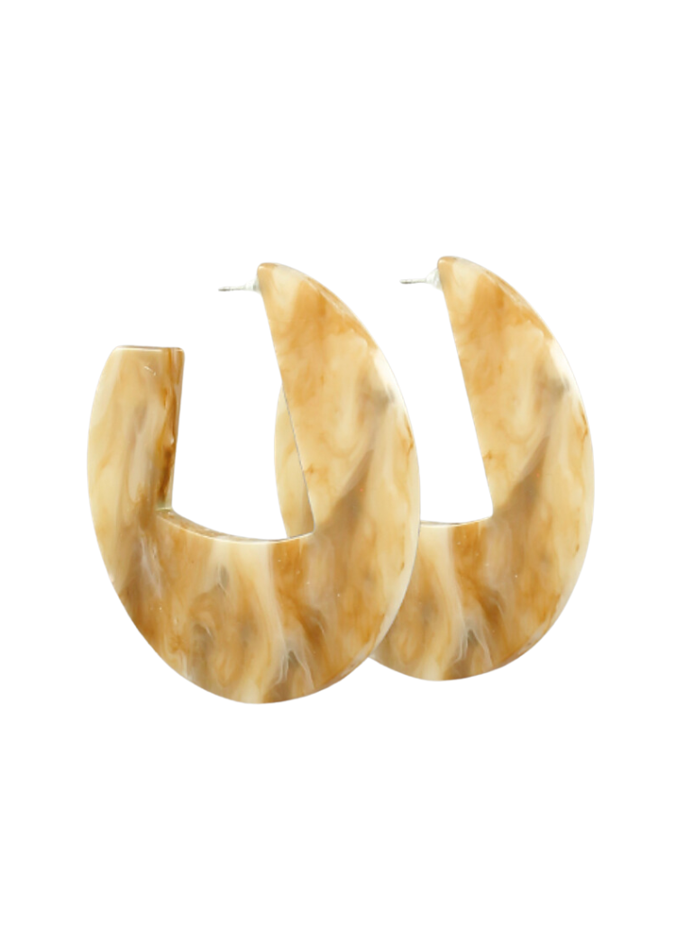 Celisse Acrylic Flat Hoops-Beige-Hand In Pocket