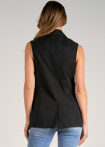 Elan Taylor Long Vest- Black-Hand In Pocket