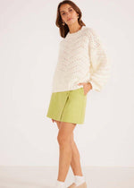 MINKPINK Luna Zig Zag Knit Jumper- Ivory-Hand In Pocket