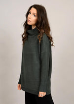 RD Style Nancy Ottoman Mockneck- Dark Ivy-Hand In Pocket