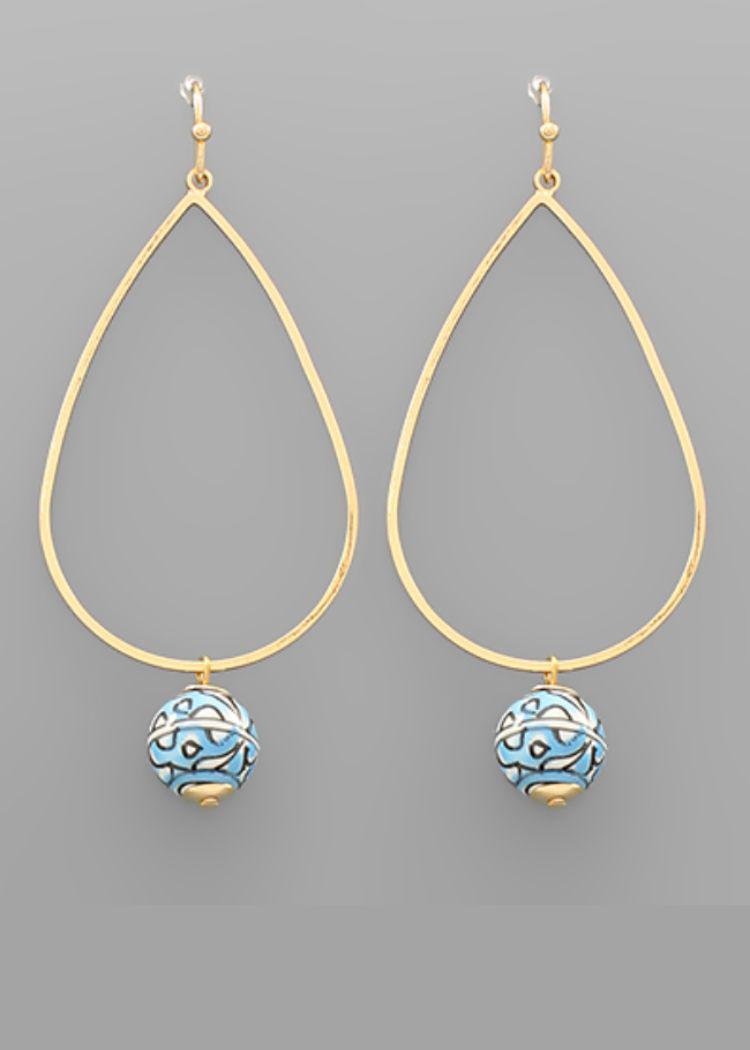 Basma Ceramic Ball Earrings- lt Blue-Hand In Pocket