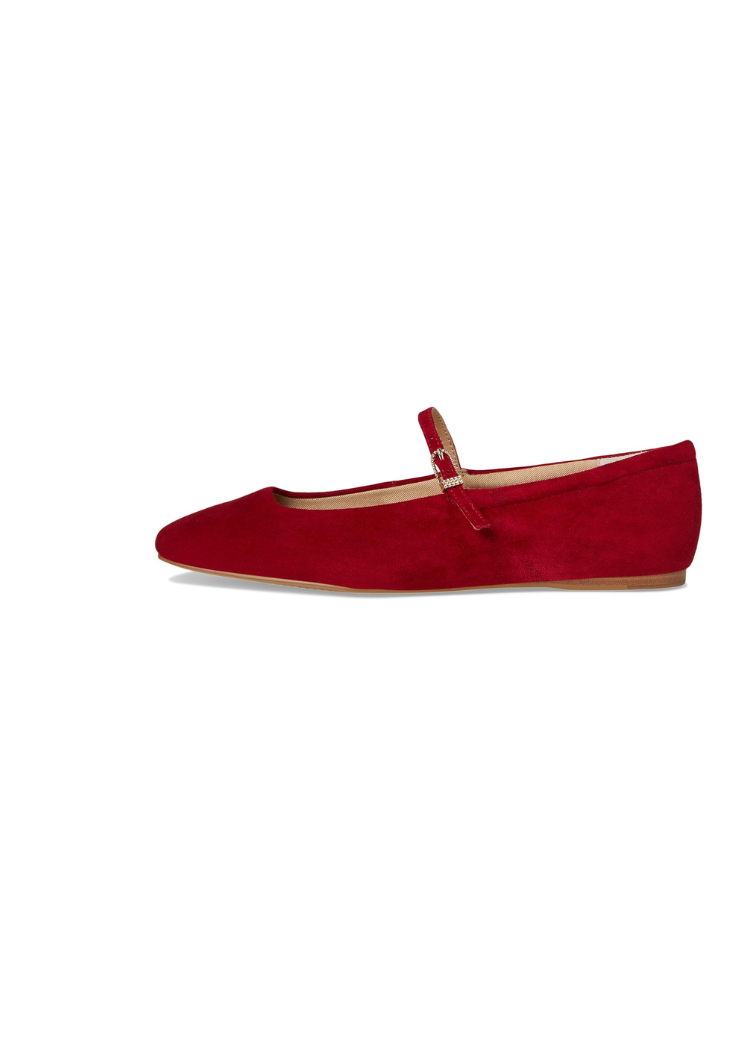 Dolce Vita Reyes Ballet Flat- Crimson Suede-Hand In Pocket