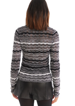 Allison Colleen Cardigan- Black/White-Hand In Pocket