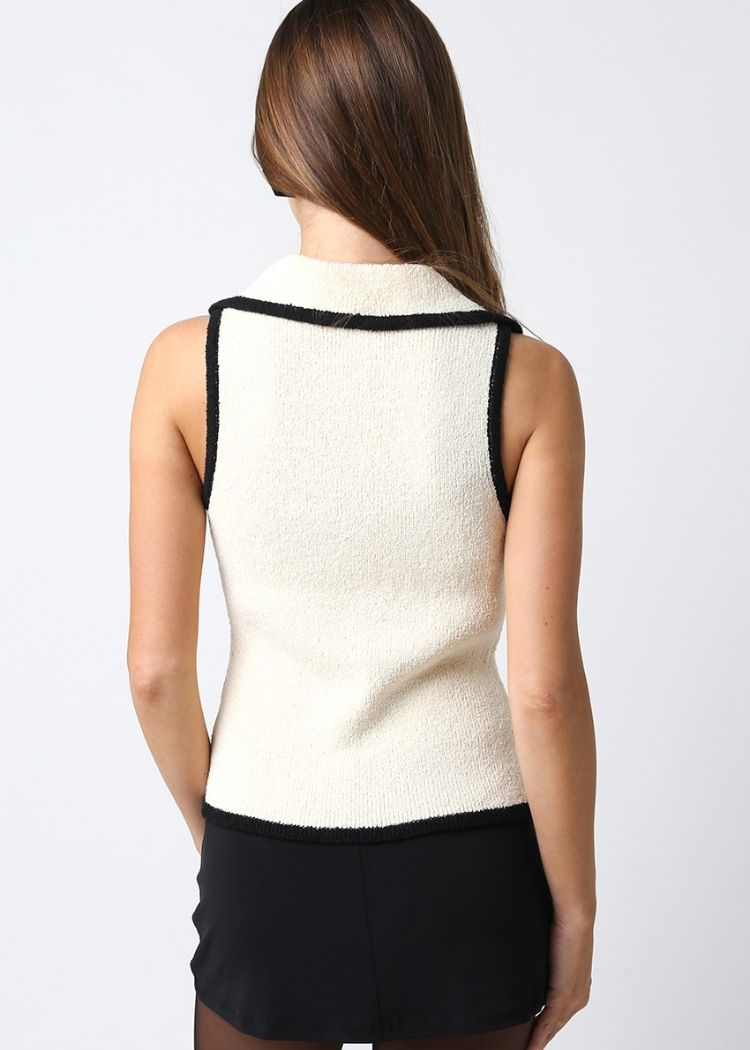 Brenda Sweater- Cream Black-Hand In Pocket