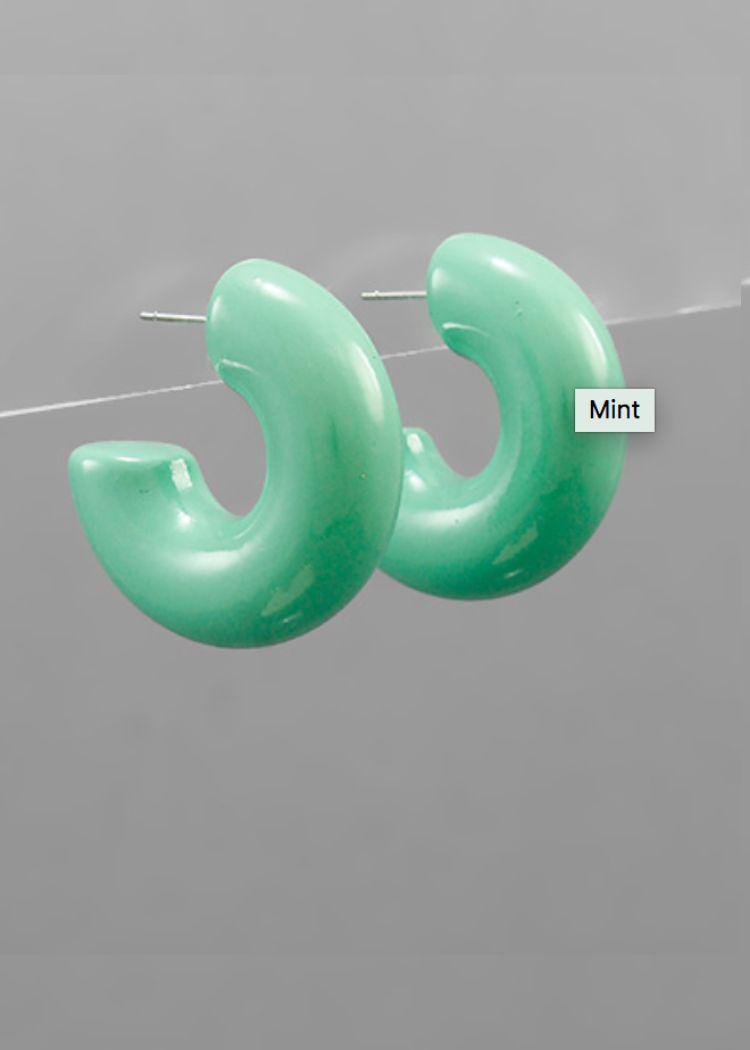 Jenna Metal Hoops - Mint-Hand In Pocket