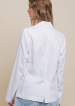 Dani Linen Blazer - White-Hand In Pocket