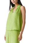 Michael Stars Viola Split Neck Tank- Lettuce-Hand In Pocket