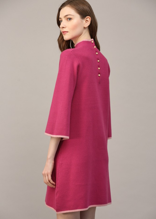 Faith Mockneck Sweater Dress- Berry-Hand In Pocket