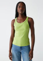 Michael Stars Cassie Thin Banded Tank- Lettuce-Hand In Pocket