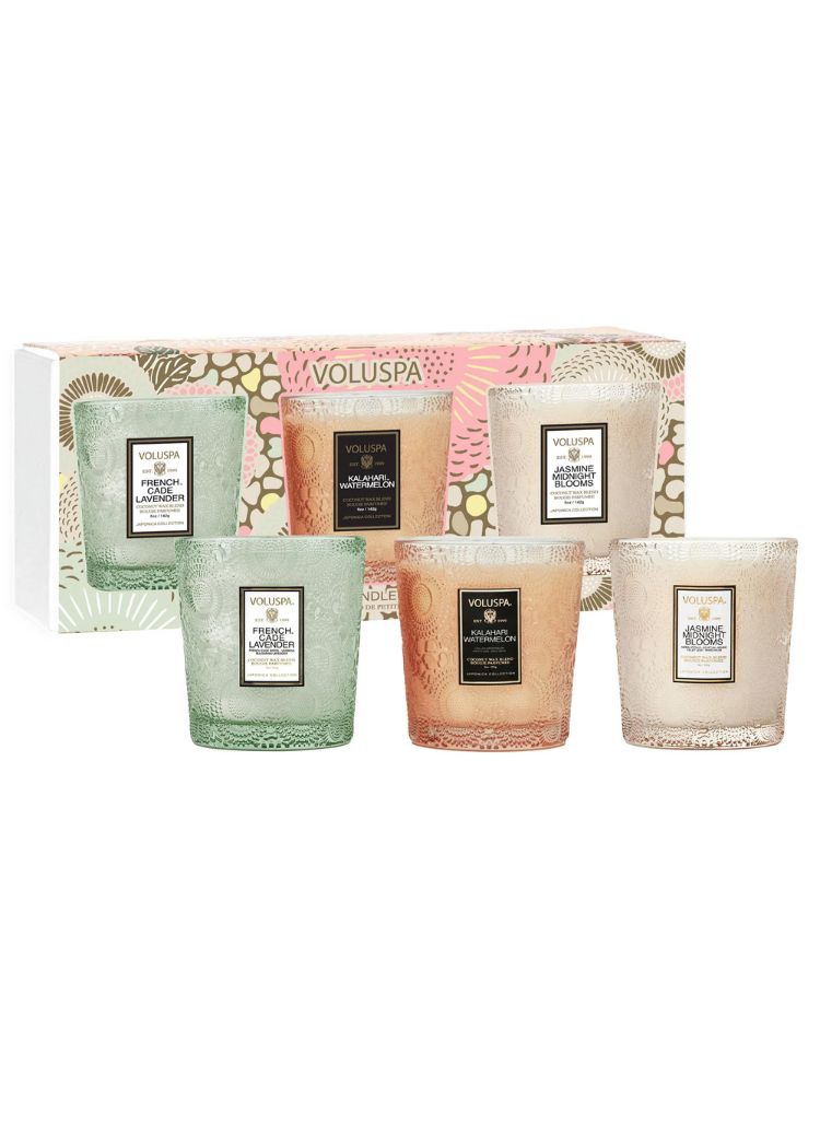 Voluspa Home Refresh Trio- Lavender, Watermelon, and Jasmine-Hand In Pocket