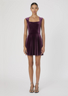 French Connection Square Neck Velvet Dress- Burgandy-Hand In Pocket