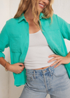 Z Supply Kaili Button Up Gauze Top- Cabana Green ***FINAL SALE***-Hand In Pocket