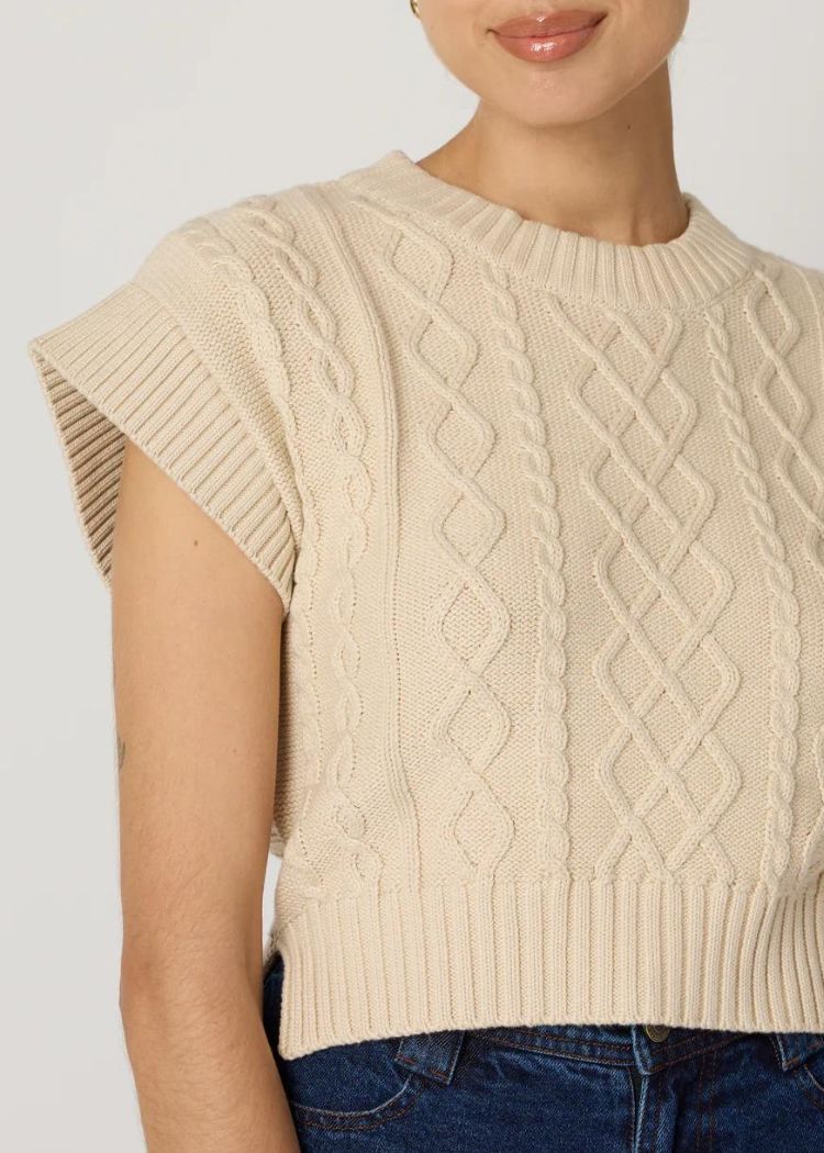 Cleobella GiGi Sweater Vest- Cream-Hand In Pocket