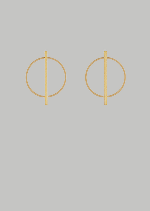 Georgia Circle and Bar Earrings-Gold-Hand In Pocket