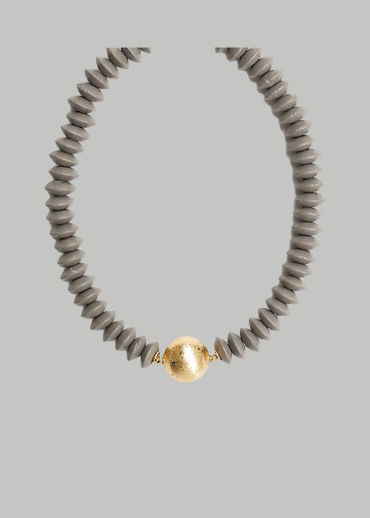 Audrey Wooden Bead Choker-Hand In Pocket