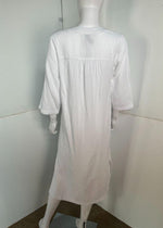 Bobi Raw Edge 3/4 SLV Midi Caftan- White ***FINAL SALE***-Hand In Pocket