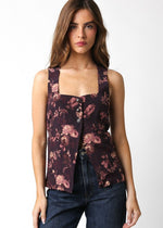 Pamela Top- Brown Floral-Hand In Pocket