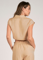 Elan Jamie Crop Top-Taupe ***FINAL SALE***-Hand In Pocket