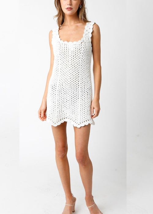 Ivy Crochet Mini Dress- White ***FINAL SALE***-Hand In Pocket