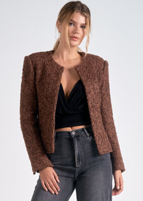 Elan Gloria Jacket - Brown Melange-Hand In Pocket