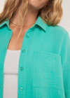 Z Supply Kaili Button Up Gauze Top- Cabana Green ***FINAL SALE***-Hand In Pocket