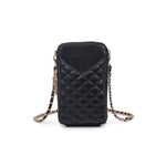 Bodie Quilted Cell Phone Crossbody: Black-Hand In Pocket