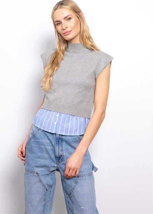 ***FINAL SALE*** Sutton Turtle Neck Twofer Sweater-Hand In Pocket