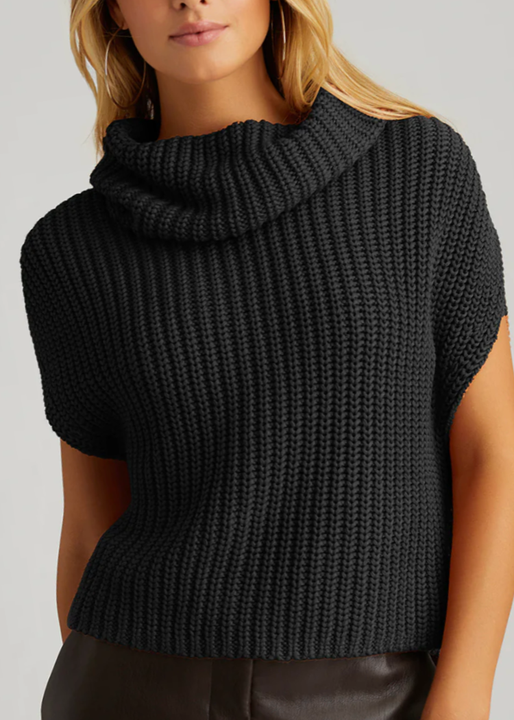 525 Cate Sleeveless Turtleneck Sweater - Black-Hand In Pocket