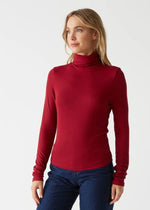 Michael Stars Tara Crop Turtleneck- Lava-Hand In Pocket