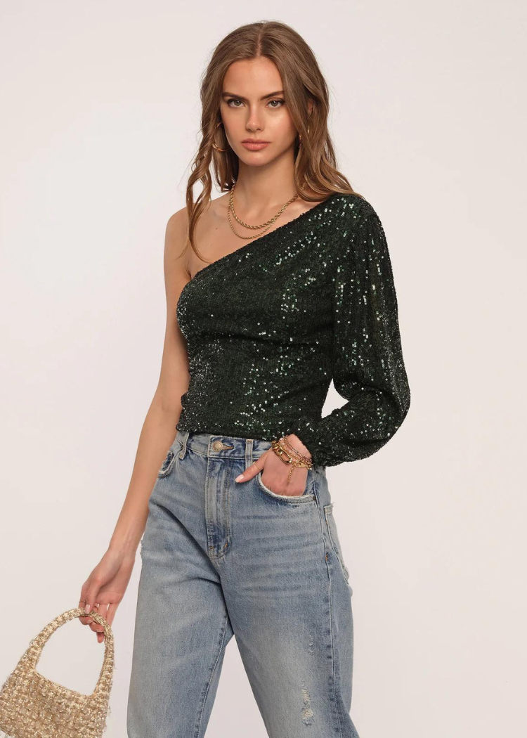 Heartloom Seela Sequin One Shoulder Top ***FINAL SALE***-Hand In Pocket