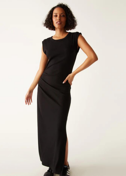 Michael Stars Calliope Extended Sleeve Maxi Dress-BLACK-Hand In Pocket