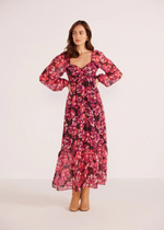 MINKPINK Savannah Babydoll Midi Dress- Painterly Blooms-Hand In Pocket