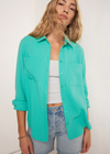 Z Supply Kaili Button Up Gauze Top- Cabana Green ***FINAL SALE***-Hand In Pocket