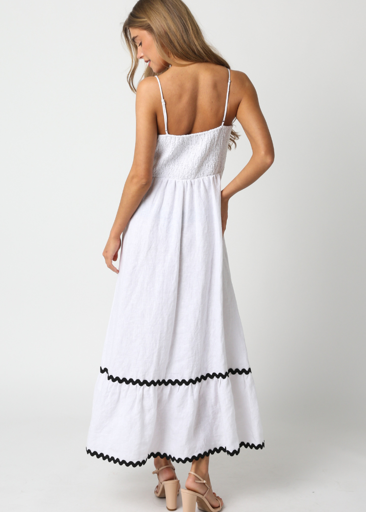 Meadow Midi Dress- White ***FINAL SALE***-Hand In Pocket