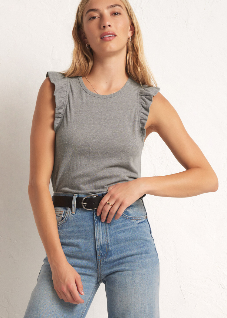 Z Supply Marielle Flutter Tank - Heather Grey ***FINAL SALE***-Hand In Pocket