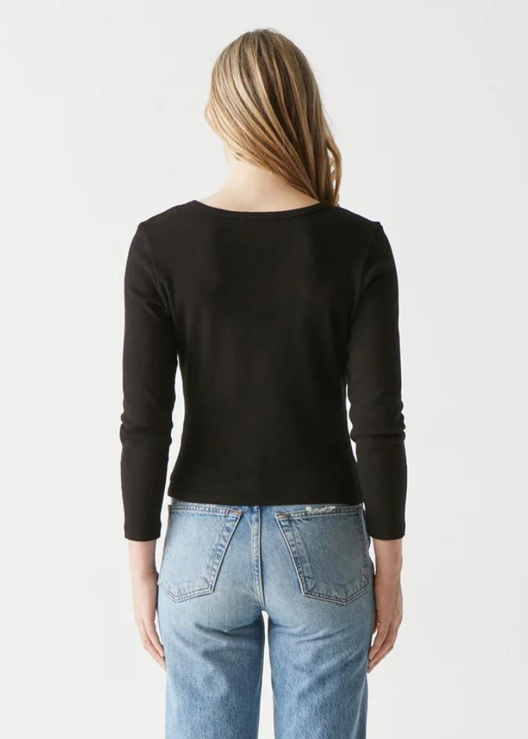 Emma 3/4 Sleeve Crop Tee - Black-Hand In Pocket