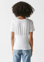 Michael Stars Victoria Shirred Fabric Mix Tee - White-Hand In Pocket