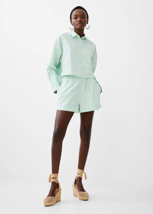 French Connection Cropped Poplin Shirt- Subtle Green ***FINAL SALE***-Hand In Pocket