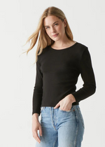 Emma 3/4 Sleeve Crop Tee - Black-Hand In Pocket