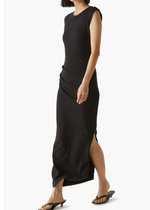 Michael Stars Calliope Extended Sleeve Maxi Dress-BLACK-Hand In Pocket