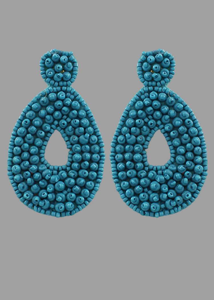 Myla Beaded Teardrop- Teal Blue-Hand In Pocket