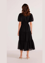 MINKPINK Amy Tiered Midi Dress- Black-Hand In Pocket