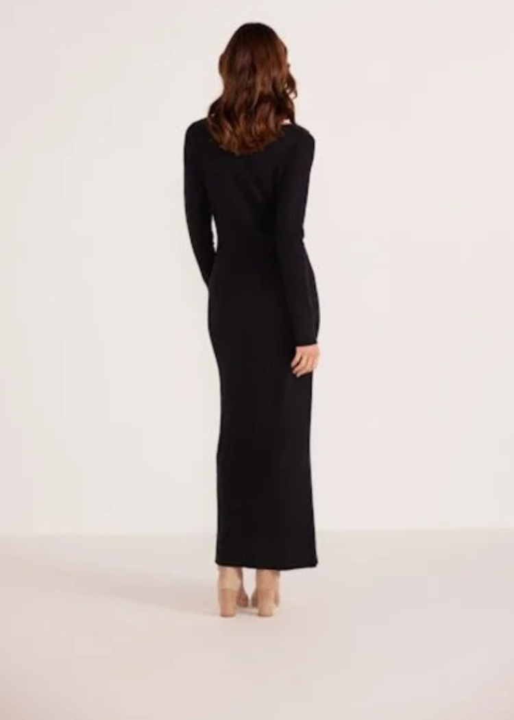 MINKPINK Isabel Knit Midi Dress- Black-Hand In Pocket